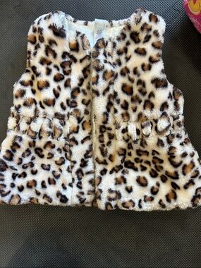 Little Me Leopard Faux-Fur Vest in Cream, Brown and Black